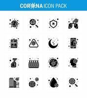 16 Solid Glyph Black Coronavirus Covid19 Icon pack such as health lung magnifying disease desease viral coronavirus 2019nov disease Vector Design Elements