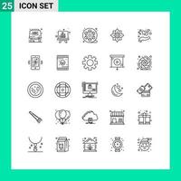 Set of 25 Vector Lines on Grid for internet of things connections decoration love hand Editable Vector Design Elements