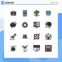 Pictogram Set of 16 Simple Flat Color Filled Lines of messages chat plant book computer Editable Creative Vector Design Elements