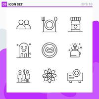 Set of 9 icons in Line style. Creative Outline Symbols for Website Design and Mobile Apps. Simple Line Icon Sign Isolated on White Background. 9 Icons. vector