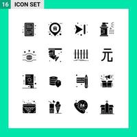 Set of 16 Modern UI Icons Symbols Signs for belt spray shop car skip Editable Vector Design Elements