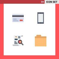 4 Thematic Vector Flat Icons and Editable Symbols of card resume payments mobile cv Editable Vector Design Elements