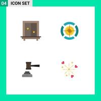 Editable Vector Line Pack of 4 Simple Flat Icons of window action dressing target court Editable Vector Design Elements