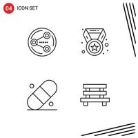 Universal Icon Symbols Group of 4 Modern Filledline Flat Colors of share patch media champion bench Editable Vector Design Elements