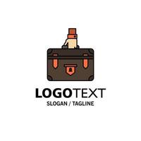 Suitcase Briefcase Business Case Documents Marketing Portfolio Business Logo Template Flat Color vector