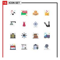 16 User Interface Flat Color Pack of modern Signs and Symbols of shower love cubes heart donation Editable Pack of Creative Vector Design Elements