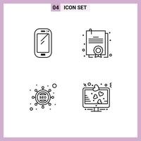 Stock Vector Icon Pack of 4 Line Signs and Symbols for phone optimization huawei degree marketing Editable Vector Design Elements