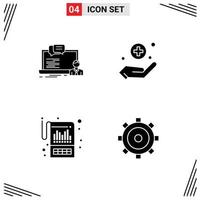 Universal Icon Symbols Group of 4 Modern Solid Glyphs of training accounting computer medical reporting Editable Vector Design Elements