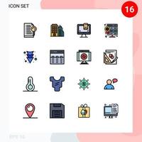 Universal Icon Symbols Group of 16 Modern Flat Color Filled Lines of down web hosting design star database Editable Creative Vector Design Elements