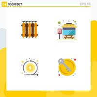 4 Creative Icons Modern Signs and Symbols of radiator flow warm stop return Editable Vector Design Elements