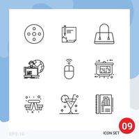 Editable Vector Line Pack of 9 Simple Outlines of human outsourcing paper outsource fashion Editable Vector Design Elements