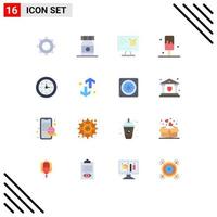 Group of 16 Modern Flat Colors Set for down time monitor education ice cream Editable Pack of Creative Vector Design Elements