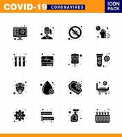 Novel Coronavirus 2019nCoV 16 Solid Glyph Black icon pack dirty signaling safety scientist forbidden viral coronavirus 2019nov disease Vector Design Elements