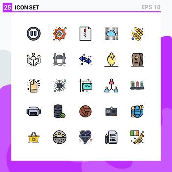 User Interface Pack of 25 Basic Filled line Flat Colors of nature leaf document layers sky Editable Vector Design Elements