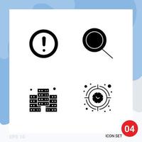 4 User Interface Solid Glyph Pack of modern Signs and Symbols of about database question zoom focus Editable Vector Design Elements