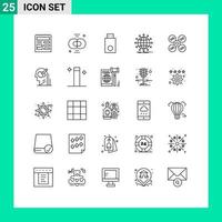 concepto de 25 líneas para sitios web móviles y aplicaciones división de redes de noticias productos de globo elementos de diseño de vectores editables