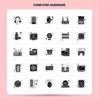 conjunto de iconos de hardware de computadora sólido 25 diseño de estilo de glifo vectorial conjunto de iconos negros diseño de ideas de negocios web y móvil ilustración vectorial vector