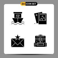 4 Black Icon Pack Glyph Symbols Signs for Responsive designs on white background 4 Icons Set vector