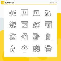 colección de 16 iconos de línea universal conjunto de iconos para web y móvil vector