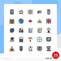 conjunto de 25 iconos de ui modernos símbolos signos para diamantes militares educación profesor oficina elementos de diseño vectorial editables vector