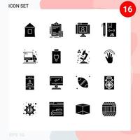 Group of 16 Modern Solid Glyphs Set for develop cloud finance webcam technology Editable Vector Design Elements