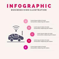 Auto Car Wifi Signal Solid Icon Infographics 5 Steps Presentation Background vector