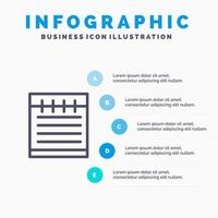 Notebook Study Education School Line icon with 5 steps presentation infographics Background vector