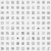 Pack of 100 Universal Line Icons for Mobile and Web vector