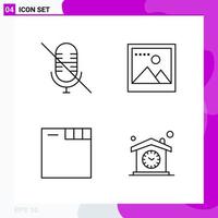 Line Icon set. Pack of 4 Outline Icons isolated on White Background for Web Print and Mobile. vector