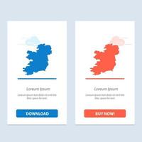 World Map Ireland  Blue and Red Download and Buy Now web Widget Card Template vector