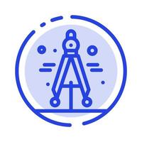 Compass Divider Science Blue Dotted Line Line Icon vector