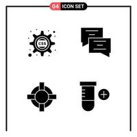 Set of 4 Solid Style Icons for web and mobile. Glyph Symbols for print. Solid Icon Signs Isolated on White Background. 4 Icon Set.