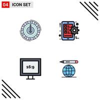 Set of 4 Modern UI Icons Symbols Signs for consumption aspect ratio lower phone hd Editable Vector Design Elements