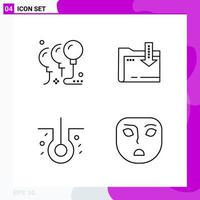 Line Icon set. Pack of 4 Outline Icons isolated on White Background for Web Print and Mobile. vector