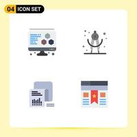 Set of 4 Modern UI Icons Symbols Signs for printing questionnaire geometry data interface Editable Vector Design Elements
