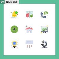 Pictogram Set of 9 Simple Flat Colors of house service phone wifi kiwi interior Editable Vector Design Elements