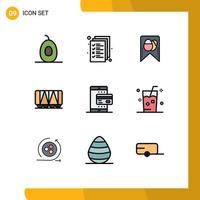 Set of 9 Modern UI Icons Symbols Signs for smartphone online easter mobile wagon Editable Vector Design Elements