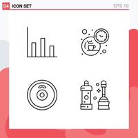 Mobile Interface Line Set of 4 Pictograms of finance sport break time cleaner Editable Vector Design Elements