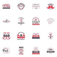 Happy fathers day card 16 Black and Pink Set Vector illustration Editable Vector Design Elements