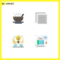 4 Thematic Vector Flat Icons and Editable Symbols of soup protected ideas tea file idea Editable Vector Design Elements