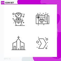 Line Icon set. Pack of 4 Outline Icons isolated on White Background for Web Print and Mobile. vector