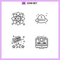 4 iconos en estilo de línea. delinear símbolos sobre fondo blanco. signos vectoriales creativos para web móvil e impresión. vector