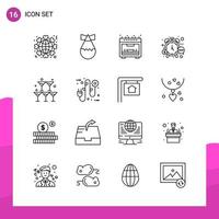 Outline Icon set. Pack of 16 Line Icons isolated on White Background for responsive Website Design Print and Mobile Applications. vector