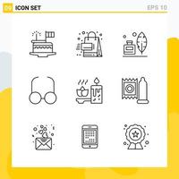 Collection of 9 Universal Line Icons. Icon Set for Web and Mobile. vector
