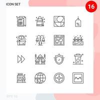 Outline Pack of 16 Universal Symbols of model logistic golden ratio off tag Editable Vector Design Elements