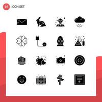 Set of 16 Modern UI Icons Symbols Signs for connected weather professor snowflake wifi Editable Vector Design Elements