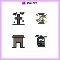 Set of 4 Modern UI Icons Symbols Signs for bats institute building yard loading shop Editable Vector Design Elements