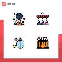 Set of 4 Modern UI Icons Symbols Signs for businessman boxer time sharing punching Editable Vector Design Elements