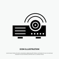 Presentation Projector Machine Service Solid Black Glyph Icon vector