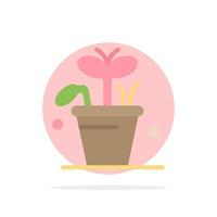Growth Leaf Plant Spring Abstract Circle Background Flat color Icon vector